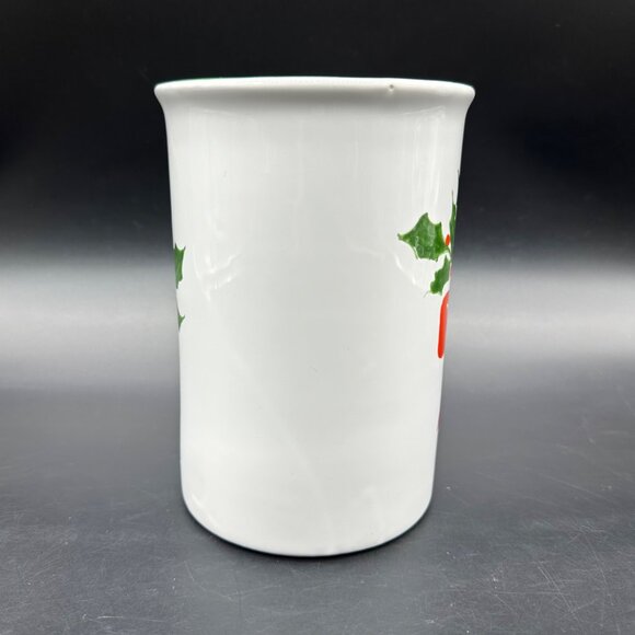 Christmas Holly Utensil Holder Italian Pottery White Red Decoration Italy - Picture 5 of 10